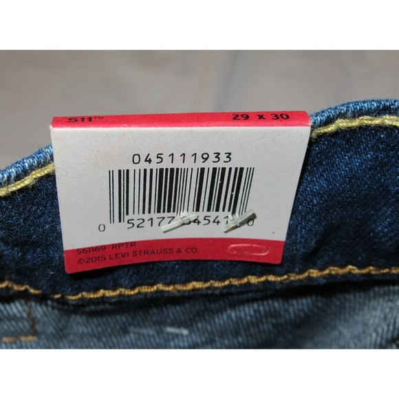 NWT Mens Levis 511 Slim Torrey Pine Stretch Denim 045111933 Blue Jeans 29/30 - Picture 8 of 8